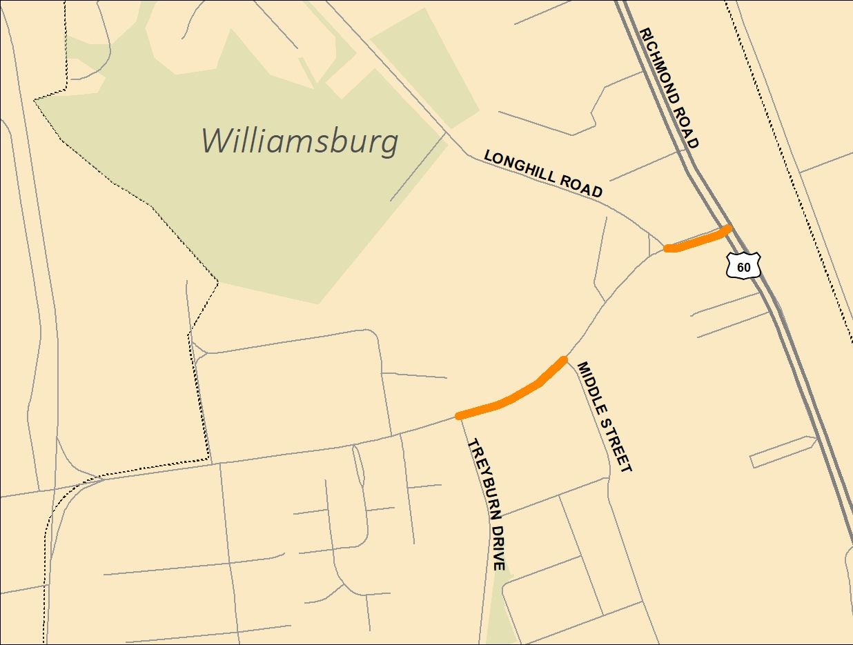 Map of Phase 2 of the Ironbound Road Improvements UPC111018